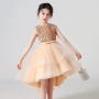 Conyson RTS Summer Sleeveless 3-8 Years Baby Girls Train Dresses 4 Colors Wedding Party Children Clothes Birthday Clothing