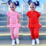 Conyson New Fashion kid two piece cotton set 2Pcs short sleeve two-piece child's wear outfits  Teenage Clothes kid boutique