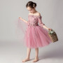 Factory Customization Polyester Cotton Sleeveless Birthday Party Flower Girl Long Mesh Dress