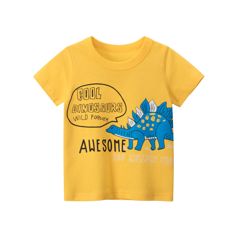 Conyson Hot Sale  Custom 100% Cotton Short Sleeves Cartoon Dinosaur Printing Kids Clothing Baby Boys Graphic T-shirts