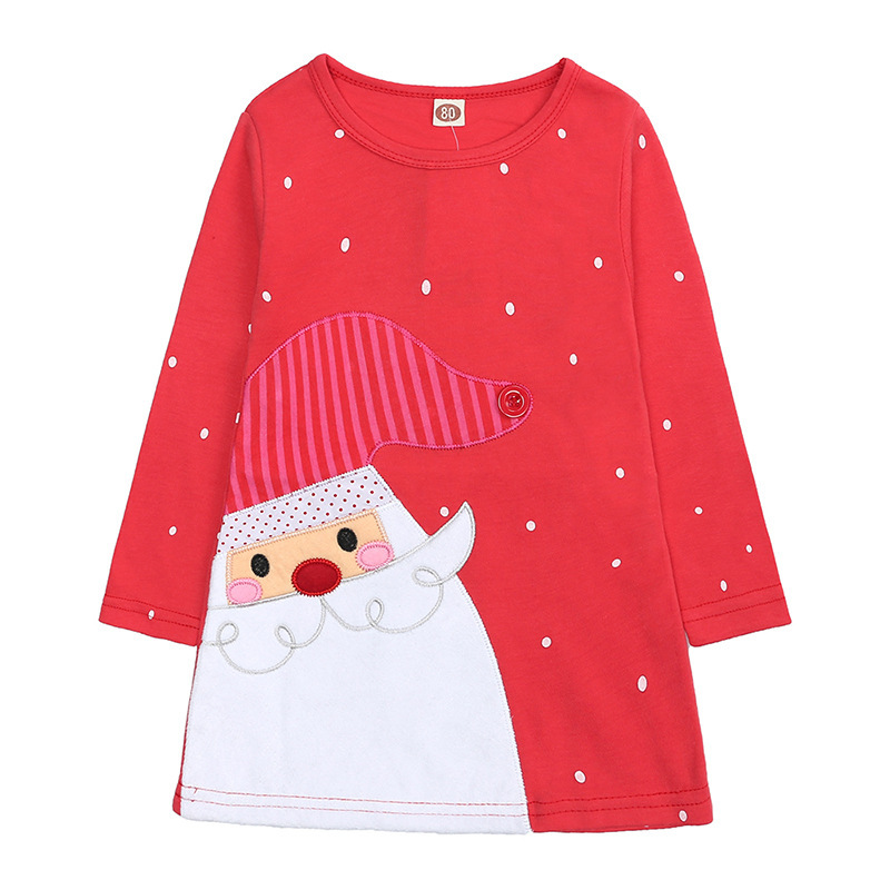 Conyson Hot Sale Sweet Autumn Winter Christmas Long Sleeves Infant Skirt Pure Cotton Baby Santa's New Year Girl's Striped Dress