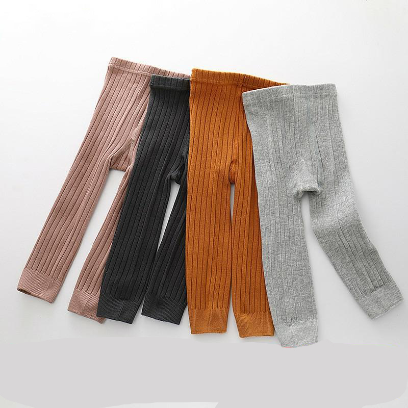 Wholesale Full Length Solid Color Plain Dyed Children Pantyhose Kids Tights Baby Soft Cotton Girls Leggings