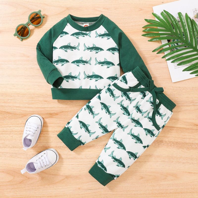 Conyson Wholesale Spring Kids Boys Clothes Suits Boutique Print Logo Sleepwear Clothes 2 Piece Casual Children Sets