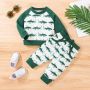 Conyson Wholesale Spring Kids Boys Clothes Suits Boutique Print Logo Sleepwear Clothes 2 Piece Casual Children Sets