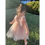 Conyson Wholesale Solid color Kids Girl Casual strap Sleeveless with butterfly wings Summer Baby Girls Tutu Dress