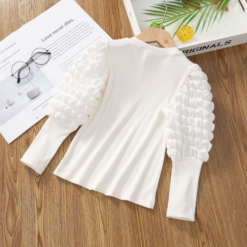 Conyson Spring Girls Baby Bottoming Shirt New Children's Fashion Long-sleeved T-shirt Kids Outer Wear Puff Sleeve Sweater