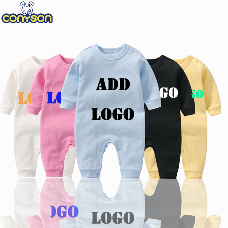 Conyson Wholesale Spring Autumn Custom 100% Organic Cotton Baby Jumpsuit Button Short Sleeve Bodysuit Premature Newborn Romper