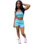 Conyson 2022 Custom Summer Outfits Women Clothing 2 Piece Set Crop Tank Top Jogger Biker Lounge Wear Two Piece Shorts set