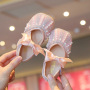 Conyson New Children Leather Shoes Rhinestone Bow Princess Girls Party Dance Shoes Baby Student Flats Kids Performance Shoes