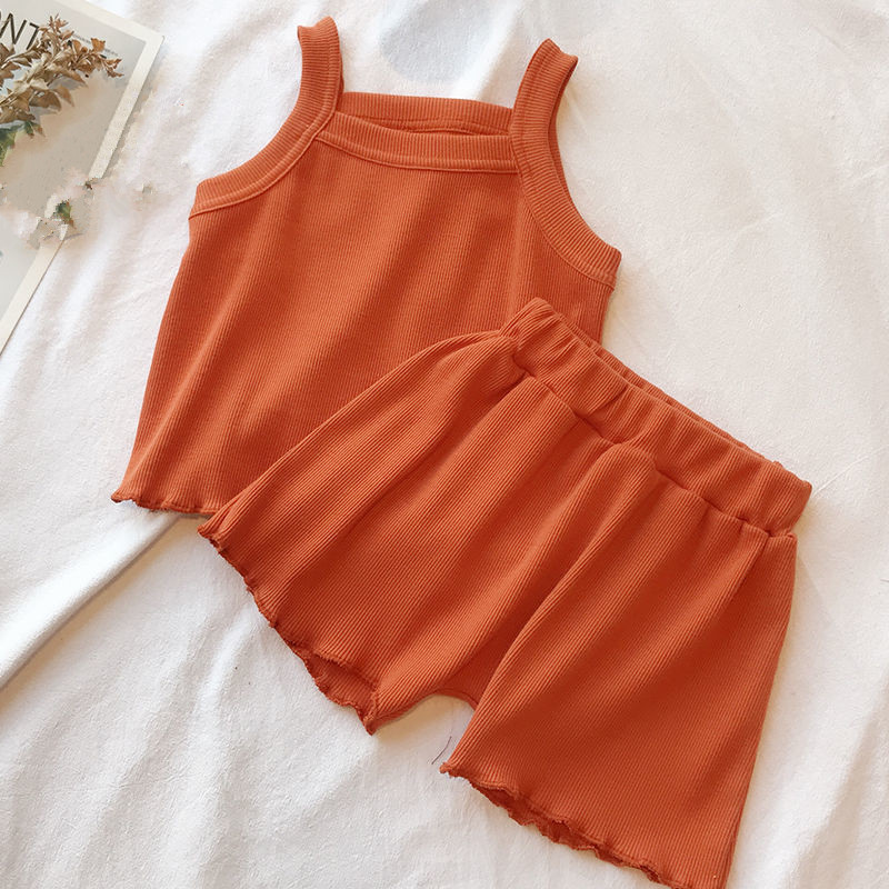 Conyson hot sale Sleeveless Vest pants Kids Girls 2pcs Summer Boutique Kids Clothing Set Cotton pants Set Baby Girl Clothes set
