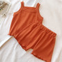 Conyson hot sale Sleeveless Vest pants Kids Girls 2pcs Summer Boutique Kids Clothing Set Cotton pants Set Baby Girl Clothes set
