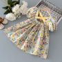 Conyson Wholesale Kids Clothes New Summer Baby Girls Dress Print Floral Bow Dresses For Girls Fashion Princess Girls' Children C
