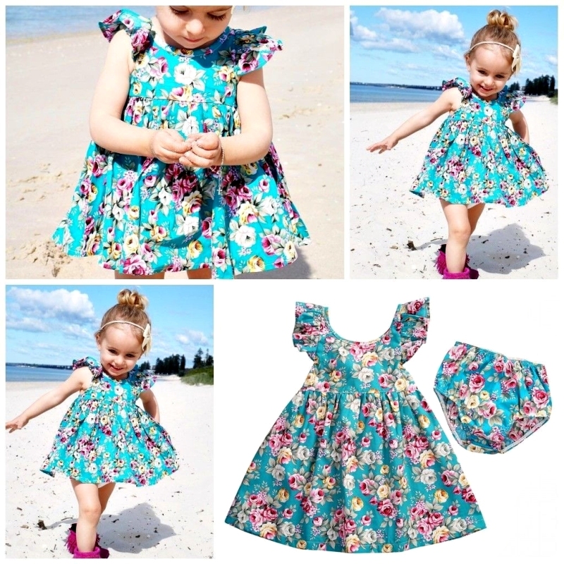 Conyson Children Wholesale Girls Summer Clothing Sleeveless Floral Flower Kids Clothing Girls' Dresses for 2-6 Years