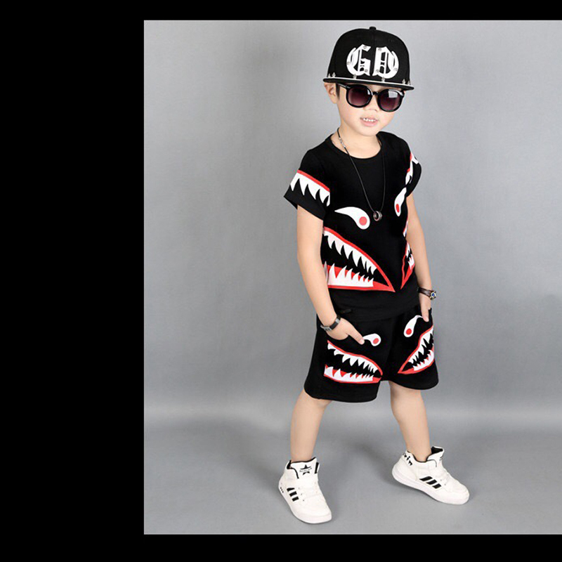 High Quality Short Sleeve Cartoon Children Summer Suit Kids Boy 2 Pieces Clothing Set