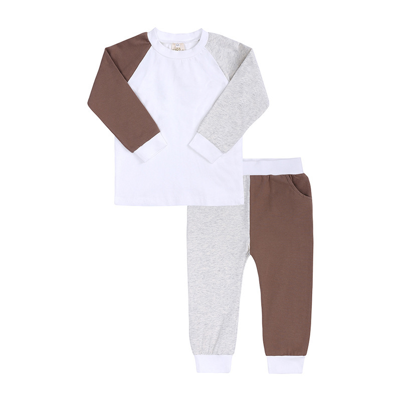 Conyson Custom logo Made Outdoor autumn fashion toddler jogger suit Baby Clothes Kids patchwork clothing Tracksuit Sweatsuit Set