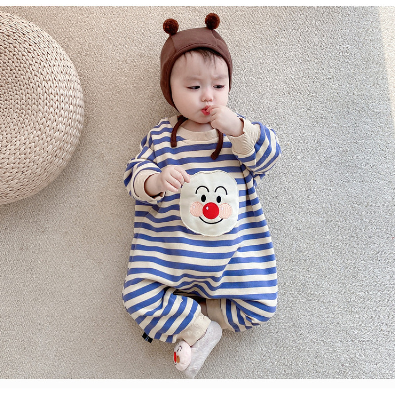 Conyson Hot Sale Organic Cotton Unisex Cowboy Long Sleeve Denim Onesie Korean Kids Clothing Baby Romper