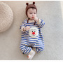 Conyson Hot Sale Organic Cotton Unisex Cowboy Long Sleeve Denim Onesie Korean Kids Clothing Baby Romper