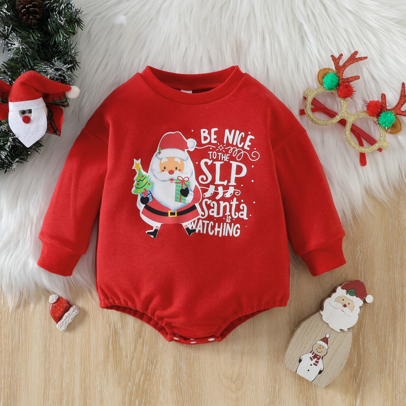Conyson Christmas Baby Girls Boys Cotton Jumpsuits 0-24M  Letter Printed Long Sleeve Infant Baby sweatshirt Romper