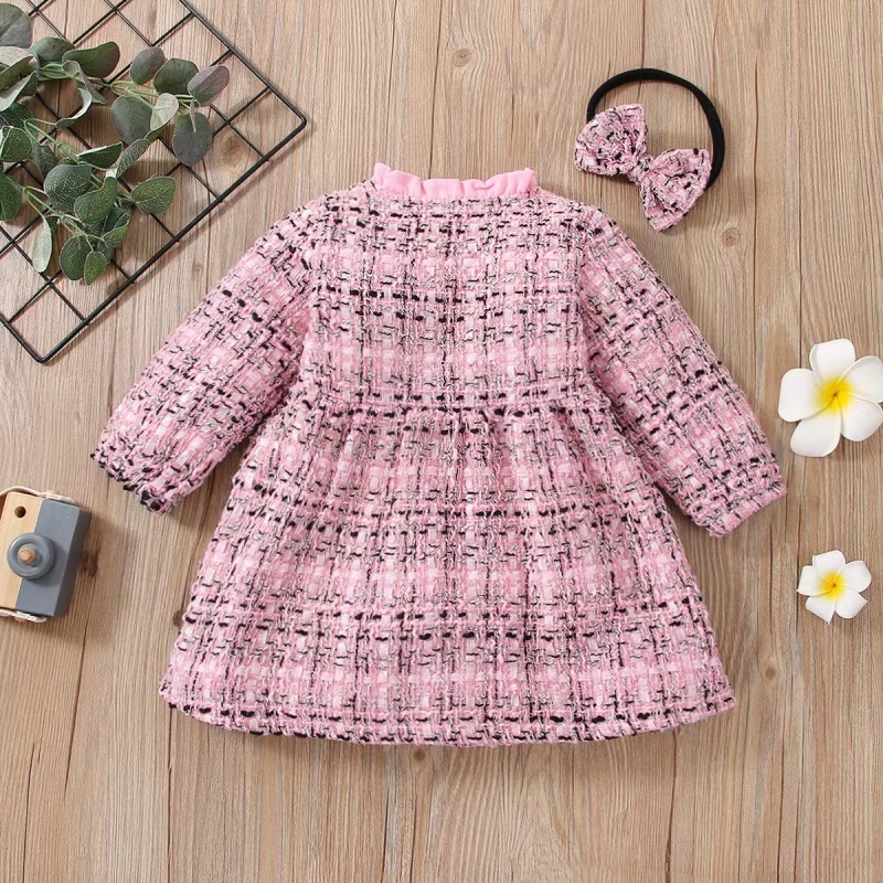 Conyson Hot Wholesale New Casual Style Spring Autumn Long Sleeve 100% Polyester Plaid 1-3 Years Little Girls Kids Party Dresses