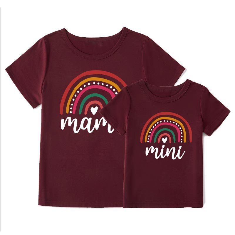Conyson Wholesale Kids Clothes Summer Short Sleeve Mommy and Me Custom Logo Family Matching Clothing T-shirt Love Print Women