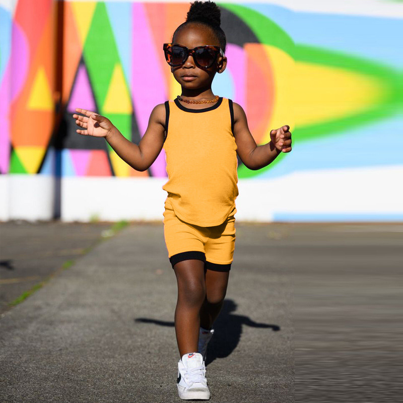 Conyson Kids Summer Vest Sleeveless 1-7 Years Unisex Cute Kids Designer Blank Tracksuit Clothing Set 2023 Girls 2 Pieces Sets
