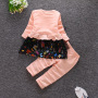 Conyson Factory Direct Discount Price kids Girls Clothes Long Sleeve Girls 2 Piece Children's Leisure Cartoon baby clothing Set