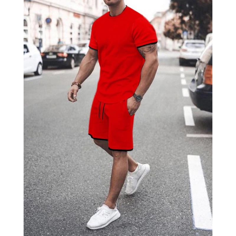 hot sale rts Custom logo Made Outdoor online designer mens summer jogger Clothes suit clothing two-piece adult t-shirt short Set
