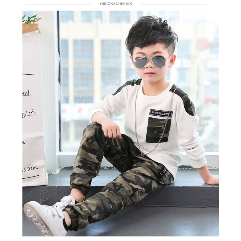 Latest Boys Autumn Winter 2 Peice Sets Children Boy Camouflage Suit Kids Boy Long Sleeve Clothes Sets