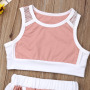 Conyson Summer Pink Sports Vest+Long Pants Casual  Outfits Set O-Neck Sleeveless Solid Little Girls 2 pcs Tracksuit