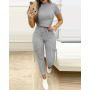 Conyson 2023 High Quality Women Jogger Sweat Shirt Matching Plain Set Clothing 2 Piece Tracksuit Set Women And Ladies Summer set
