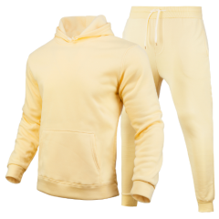 Factory sale fashion wear Custom Logo Made solid color Men's long Clothes Two-Piece Adult hoodie+pants Set Men's Clothing outfit