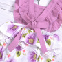 Conyson Hot Sale New Designer European Kids Clothes Princess Sleeveless Jumpsuit Flower Print Hairball Lace Baby Girls Rompers