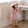 Conyson Hot Wholesale Summer Cotton Sleeveless Korean Style Shirring Design 3-8 Years Kids Clothing Girls Lace Tulle Dresses