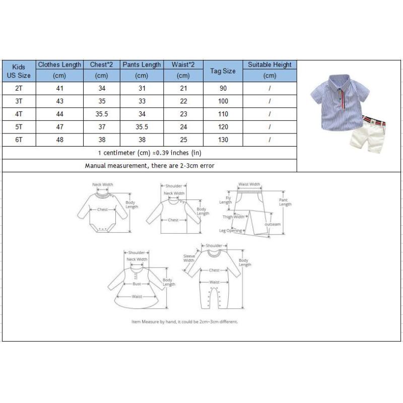 Children's gentleman summer clothes striped short sleeve tops + white shorts 2 pcs clothing sets for kids baby boys party suits