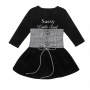 Wholesale Long Sleeve T-Shirt Dress+Plaid Waist Band Children Spring Outfit Baby Girls Boutique Bell Sleeve Black Dress