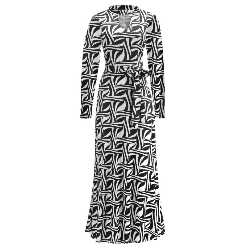 2022 Custom Summer Floral Long Skirts Hollow Out Printed Plus Size Women Clothing Holiday Elegant Casual Style Dress