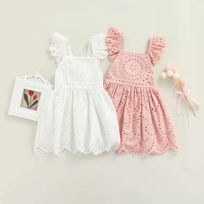 Customization Embroidery Kids Dress Summer 100% Cotton Casual Handmade Smocking Dress Boutique Party Smock Dress Girl