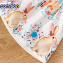 Conyson RTS Low MOQ Spring Summer Short Sleeve Top Rabbit Printing Suspenders Baby Cotton Fabric Kids Two Pieces Easter Set