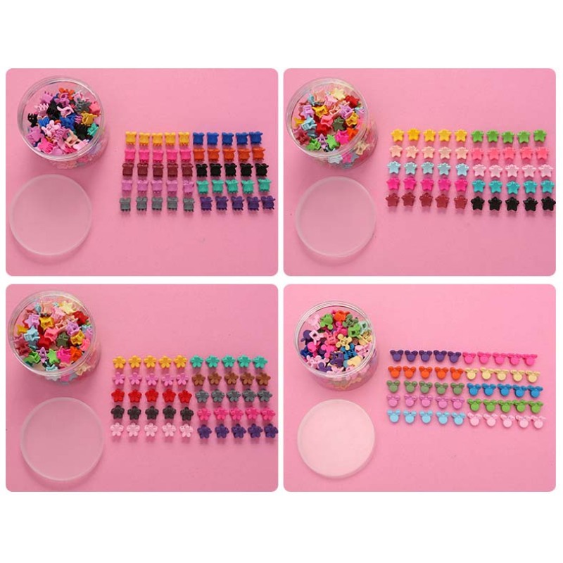 Mini Cute Candy Color Small Hair Clips Flower Doudou Plastic Hairpins Girls Ponytail Fashion Simple Hair Headwear