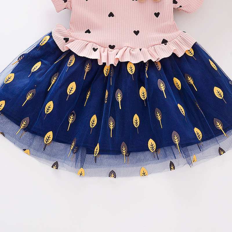 Wholesale Summer Patchwork Skirt kids clothing Heart Design Little Girls Baby clothes Kids Princess Fluffy Toddler Dress