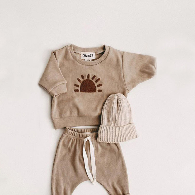 Conyson Cartoon Rainbow Cotton Kids Clothes Baby Sets Warm Winter Clothing Set Long Sleeve Baby Boys Tops+Pant Sets