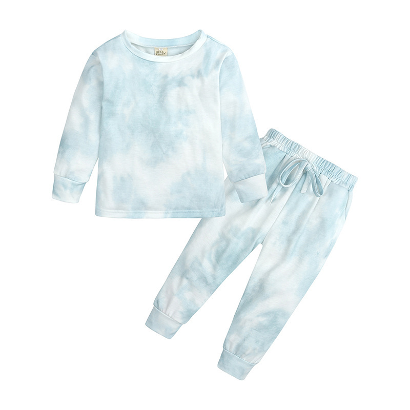 Conyson hot sale fashion Designer Non-hooded Long Sleeve TIE-DYE children clothes Girl autumn Kids wholesale Clothing Sets