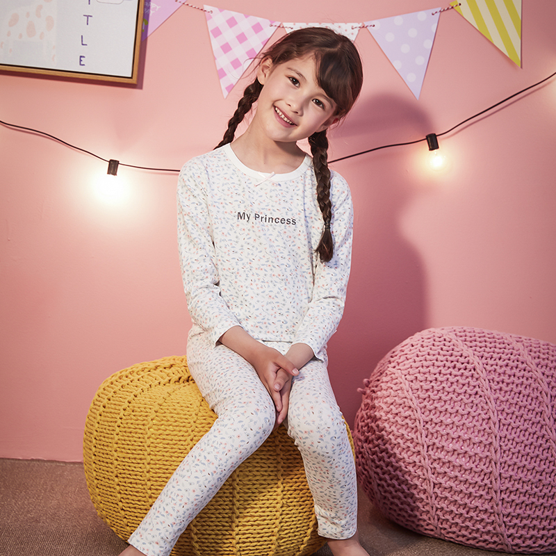 Conyson Wholesale Soft Cartoon Print Cotton Long Sleeves Sleepwear Kids Toddler Little Girl Two Piece Custom Pajamas