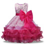 Wholesale Flower Girls Party Wedding Princess Dress Sequins Decoration Mesh Hem Sleeveless Dress Girls Bow Ruffles Lace Dress