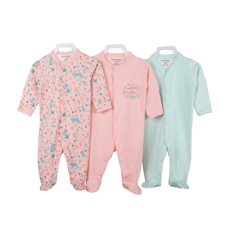 High Quality 3 Pcs Custom Cartoon Long Sleeve Newborn Baby  Boy Winter Clothes Romper