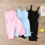 high quality 2021 summer sleeveless pure color one piece casual cute cotton baby girls knitwear clothes romper clothing