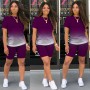 Wholesale Custom Logo Jogger Tracksuit Workout Digital printing Summer Women 2 Pieces Gym Yoga Matching Shorts Fitness Lady Set