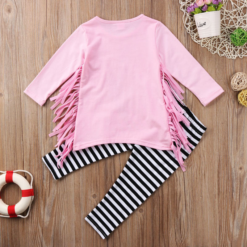 Children's Spring And Autumn Leisure Suit Children's Fringed T-shirt Zebra Pattern Pants Suit