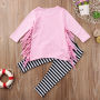 Children's Spring And Autumn Leisure Suit Children's Fringed T-shirt Zebra Pattern Pants Suit