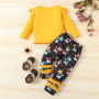 Conyson wholesale popular autumn leisure O-Neck long Sleeve Girls print cartoon Baby kids Clothing Cotton Kids clothes Sets